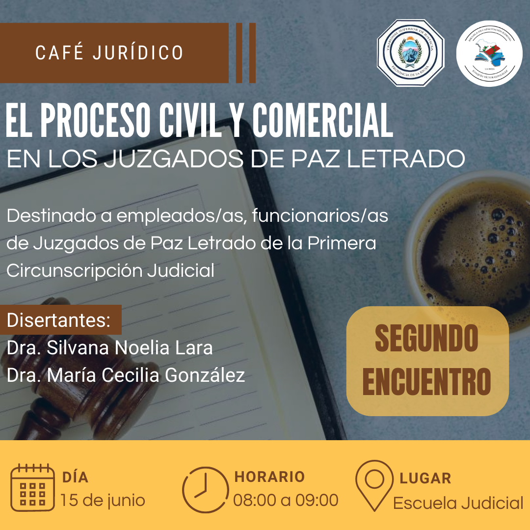 Cafe literario el proceso civil y comercial en juzgados de paz letrado